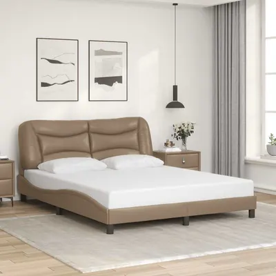vidaXL Cadru de pat fără saltea, Hvar, cappuccino, 160x200 cm, piele ecologică