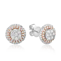 Cercei stud din aur alb-roz cu diamante de 0.86ct