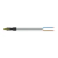 pre-assembled connecting cable; Eca; Socket/open-ended; 2-pole; Cod. B; Control cable 2 x 1.5 mm²; 1 m; 1,50 mm²; light green