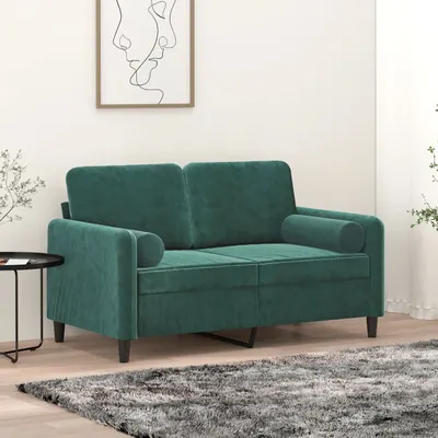 Gossi perne decorative, 2 buc., verde inchis, Ø15x50 cm, catifea