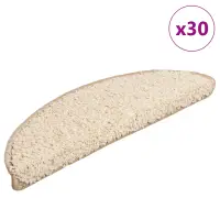 vidaXL Covorașe pentru scări, 30 buc., 56x17x3 cm, crem, semirotunde
