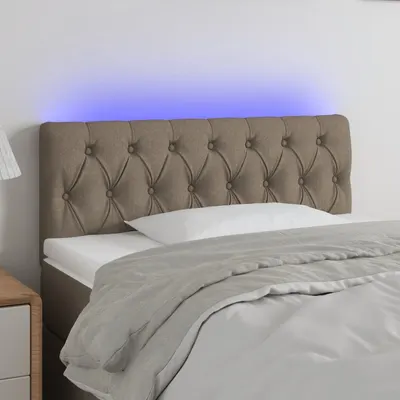 vidaXL Tăblie de pat cu LED, gri taupe, 90x7x78/88 cm, textil