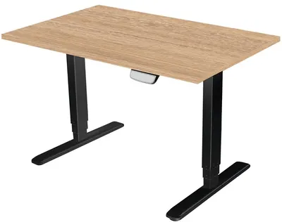 Birou electric ergonomic RFG - metal negru, top chihlimbar