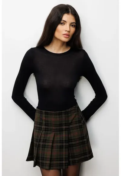 Bluza dama - Negru - Poliester - Guler rotund