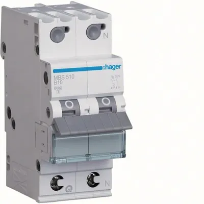 Siguranta automata Hager MBS510, curba B , 10A, 1P+N, 6kA, 2M, QuickConnect