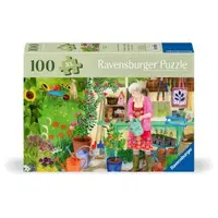 Ravensburger - Puzzle pentru varstnici gradinarit cu sablon de imagine si suport din carton 100 piese mari XL