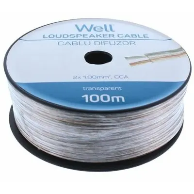 Cablu difuzor transparent 2X1mmp, 100m Well LSP-CCA1.00TT-100-WL
