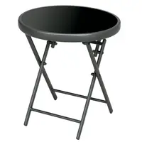 Outsunny Masa joasă pliabilă masă auxiliară pliantă blat din sticlă securizată structură din oțel rotundă Ø 45 x 50 cm negru | Aosom Romania