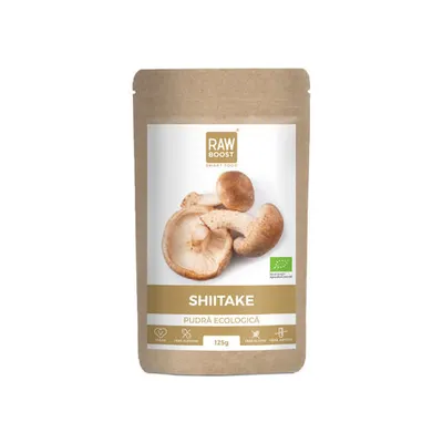 Shiitake Pudră ECO - Sursă de Vitamina B12 Naturală, 125g | Rawboost