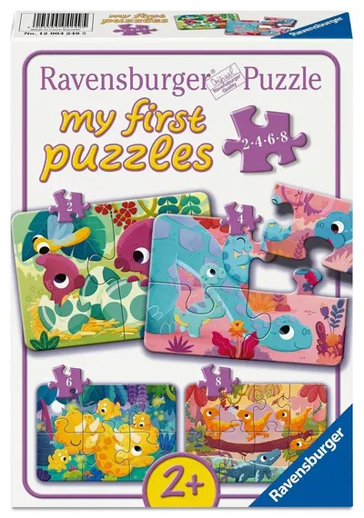 Puzzle pentru copii Ravensburger 4 în 1 - Dinozauri drăguți