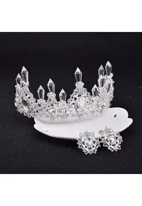Set Coronita si Cercei Madeline - Aliaj metalic - Argintiu