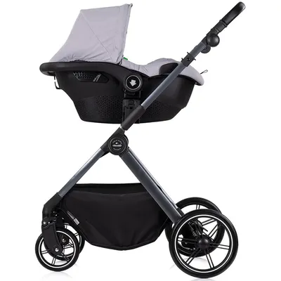 Carucior 3 in 1 pentru copii Chipolino Pearl Platinum, transformabil, reversibil, roti cu suspensii, geanta pentru infasat, greutate admisa 22 kg