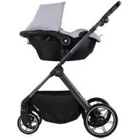 Carucior 3 in 1 pentru copii Chipolino Pearl Platinum, transformabil, reversibil, roti cu suspensii, geanta pentru infasat, greutate admisa 22 kg