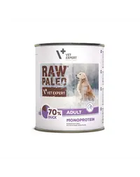 VETEXPERT Raw Paleo Duck Adult Can 800g Conserva hrana caine, cu rata