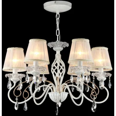 Candelabru Elegant Uventa,6 becuri dulie E14, 230V,D.64cm, H.44 cm,Auriu-Alb