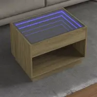Gossi masuta de cafea cu led infinity, stejar sonoma, 70x50x50 cm