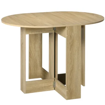 HOMCOM Masă Pliantă cu 2 Extensii Rabatabile, Masă Extensibilă cu Spațiu de Economisire, 104x76x73,7 cm, Lemn Natural | Aosom Romania