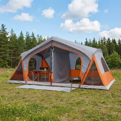 vidaXL Tent Cabină cu acoperiș Gri și Portocalie 480 x 273 x 205 cm