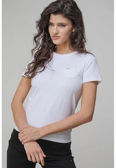 Tricou cu buzunar pe piept - Alb optic