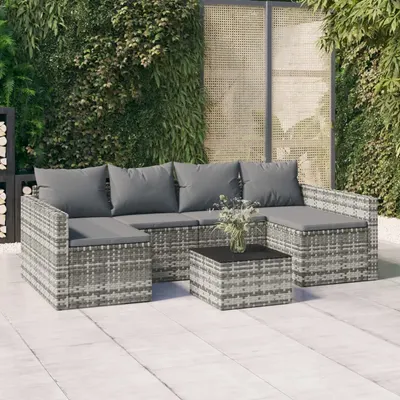 Gossi set mobilier de gradina cu perne, 2 piese, gri, poliratan