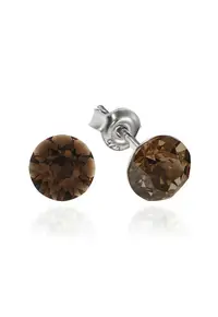 Cercei Argint 925 placat cu rodiu cu cristale Swarovski® Xirius 6mm - Maro aramiu