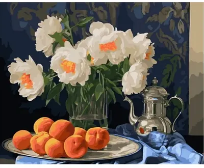 Kit de pictură după numere MagicArt - Bujori și piersici, 40 x 50 cm