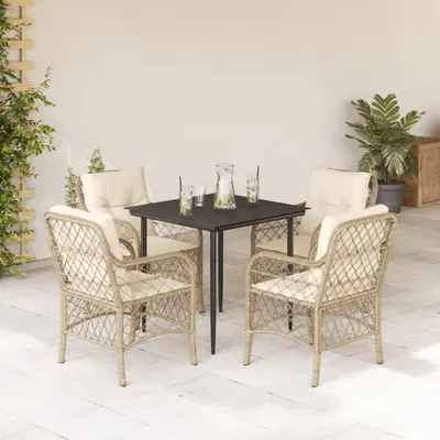 Gossi set mobilier de gradina cu perne, 5 piese, bej, poliratan