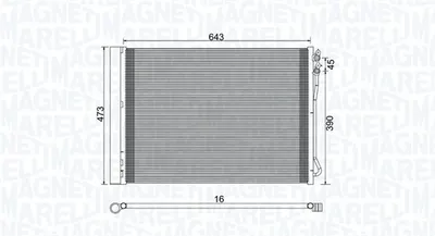 Condensator climatizare (cu uscator) potrivit BMW 5 (F10), 5 (F11), 5 GRAN TURISMO (F07), 6 (F12), 6 (F13), 6 GRAN COUPE (F06), 7 (F01, F02, F03, F04) 2.0D-4.4H 02.08-10.18