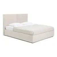 Pat matrimonial bej tapițat cu spațiu de depozitare cu somieră 160x200 cm Thessa Bold – Bonami Selection