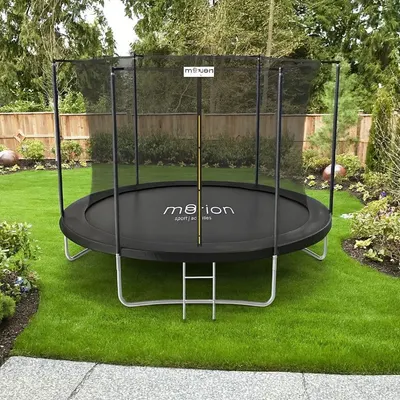 Trambulină de grădină Jumi, MOTION, 240 cm, cu plasă de protecție și scară, culoare negru