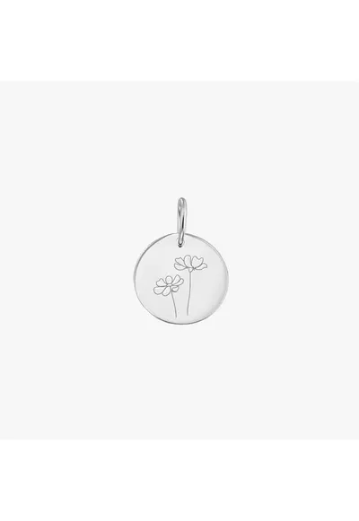 Pandantiv din aur alb Birthflower - October Cosmos