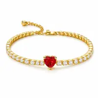 Bratara Tennis Red Heart Gold Cu Aur