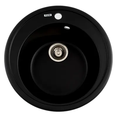 FCB-510SBA/1, Chiuveta de bucatarie din granit cu cuva rotunda, seria SUN, Black/Anthracite, 510x200 mm, FLOW