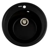 FCB-510SBA/1, Chiuveta de bucatarie din granit cu cuva rotunda, seria SUN, Black/Anthracite, 510x200 mm, FLOW