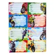 Etichete scolare CNX 8/coala, model motocicleta, 10 coli/set