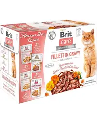 BRIT Care Cat Fillets in Gravy 24 x 85 g pachet mixt hrană umedă pisici, fileuri în sos