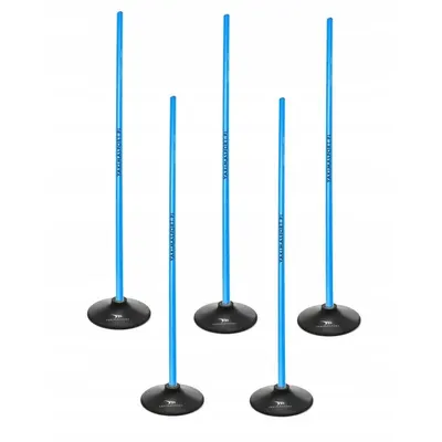 Cursă de slalom cu obstacole, bețe 160 cm + bază 1,5 kg, albastre