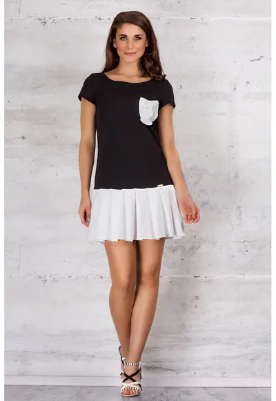 Rochie dama Bumbac - M060 - Negru/Alb