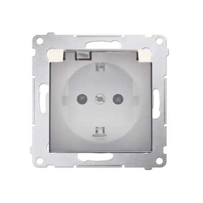 Priza Schuko IP44 cu obturator si rama, capac transparent, 16 A, 250V~, borne cu surub,crem