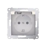 Priza Schuko IP44 cu obturator si rama, capac transparent, 16 A, 250V~, borne cu surub,crem