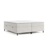 Pat boxspring gri deschis cu spațiu de depozitare 180x200 cm Araya – Maison de Rêve