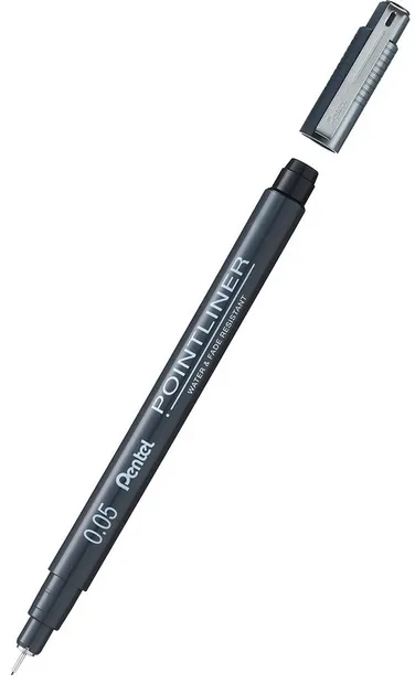 Liner Pentel Pointliner - 0.05 mm, negru
