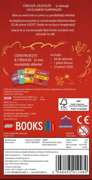 Jetoane cu activitati creative Lego Ninjago - Aventuri Ninja