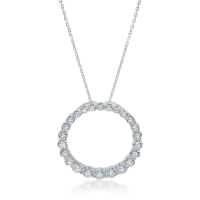 Lant cu pandantiv rotund din aur alb cu diamante de 2.6ct