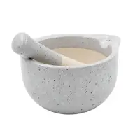 Mojar cu pistil, 330 ml, Excellent Houseware, ceramică, gri deschis