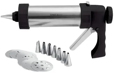 Set seringă de cofetărie Kinghoff - 21 х 17 cm, 8 șabloane, 8 sfaturi