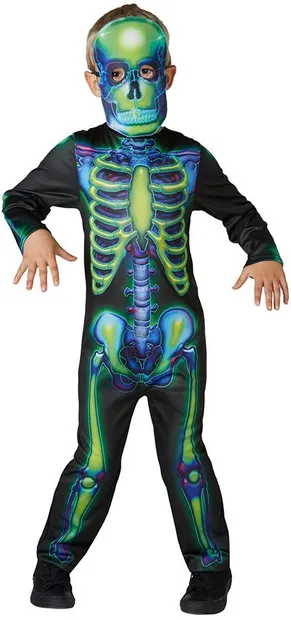Costum de carnaval pentru copii Rubies - Neon Skeleton, mărimea S