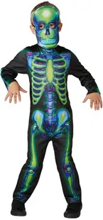 Costum de carnaval pentru copii Rubies - Neon Skeleton, mărimea S