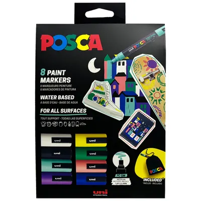 Set Xmas 8 markere cu vopsea Posca PC-5M varf rotund 1.8-2.5mm