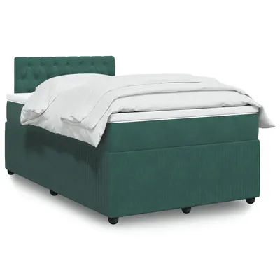 Gossi pat box spring cu saltea, verde inchis, 120x200 cm, catifea